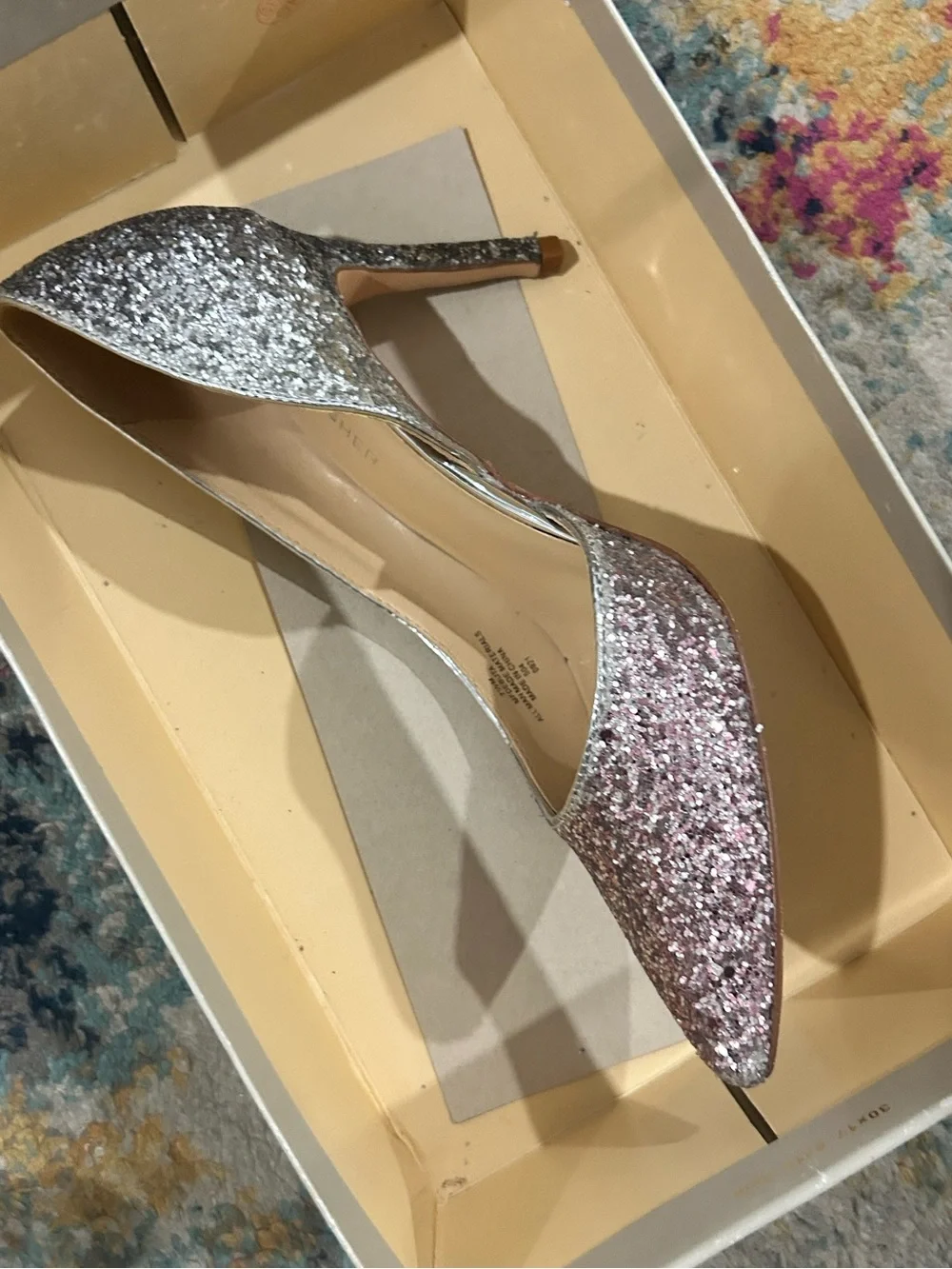 Marc Fisher Silver-Pink Glitter heels